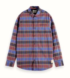 Lightweight regular fit checked shirt Scotch amp Soda at Scotch & Soda